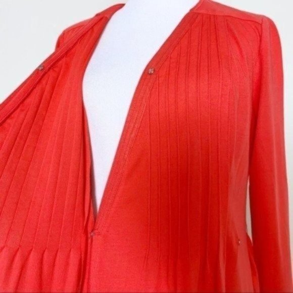 Vintage 60s 70s Edith Flagg Red Pleated Long Sleeve Midi Wrap Dress Small - Picture 7 of 12